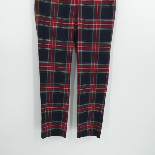 Dark Academia Grunge Skater Rock Pants Black Red Plaid Wool Blend Stretch Size 8 - Picture 10 of 13