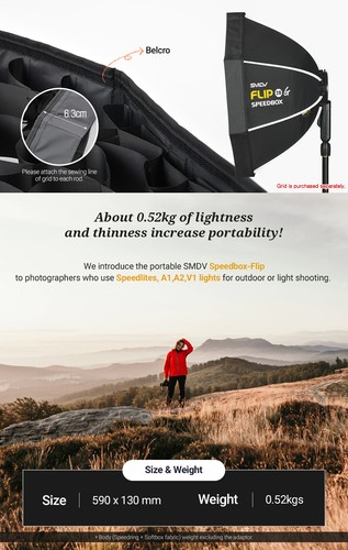 SMDV SPEED-BOX FLIP28G Quick Soft-box Diffuser for S-Light S-Lite Quantum Flash - Picture 6 of 18