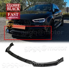 For Audi A3 & S3 2017-20 Glossy Black V2 Style Front Bumper Lip Splitter Spoiler