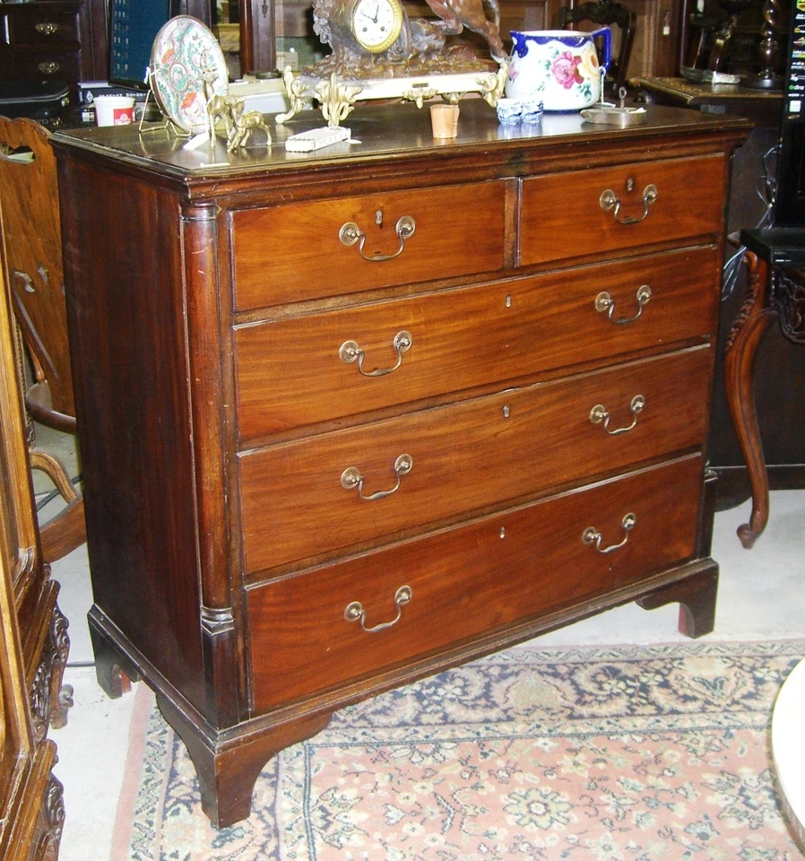 Antigo Inglês Georgiano Chippendale Cinco Gavetas Suporte Baú Pés Cerca de 1800 - Imagem 2 de 4