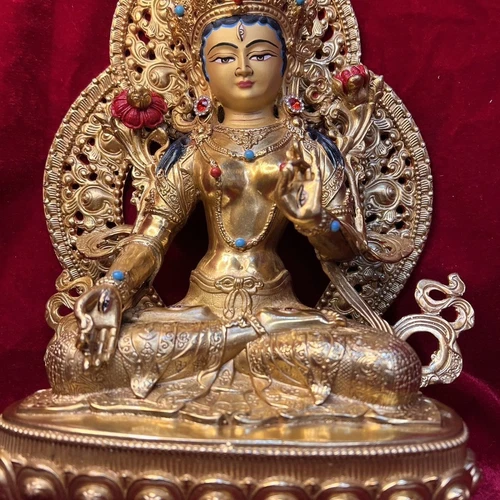 White Tara Avalokiteshvara Kwan-yin Buddha statue blessed 12inch Copper gilding - Picture 5 of 6