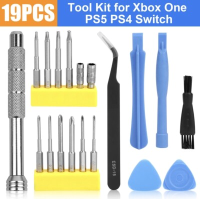 19PCS Portable Repair Tool Set Pry Screwdriver Kit For PS5/4/PSP Xbox Controller