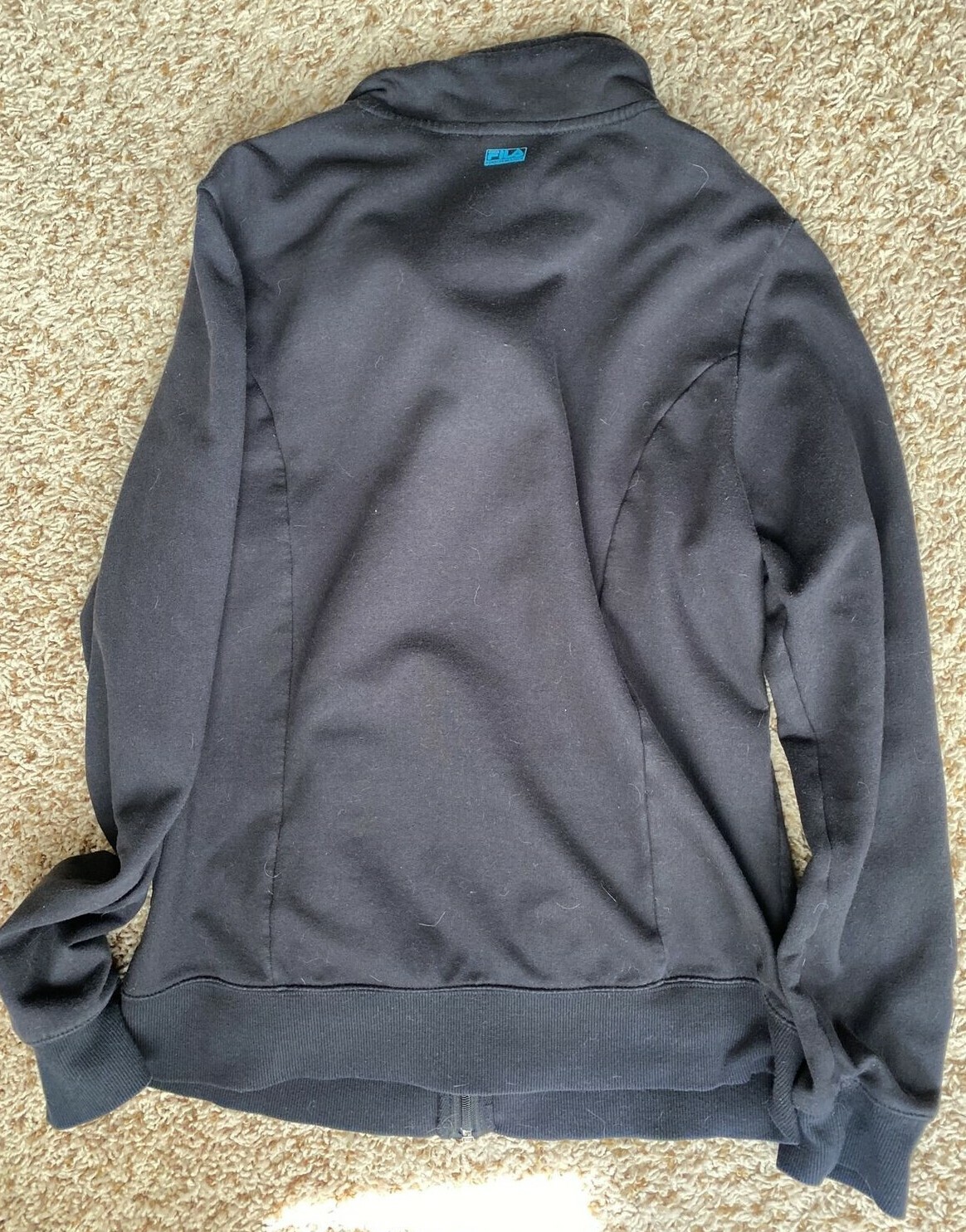 Giacca donna Fila Sport manica lunga nera felpa con zip Taglia Large