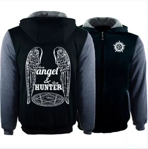 Supernatural Casual Hoodie Winter Fleece Coat Warm Jacket Full-Zip Sweatshirt - Bild 14 von 24