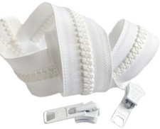 YKK Continuous Zipper 10 White VISLON Plastic Chain by The Yard - Auto Sliders