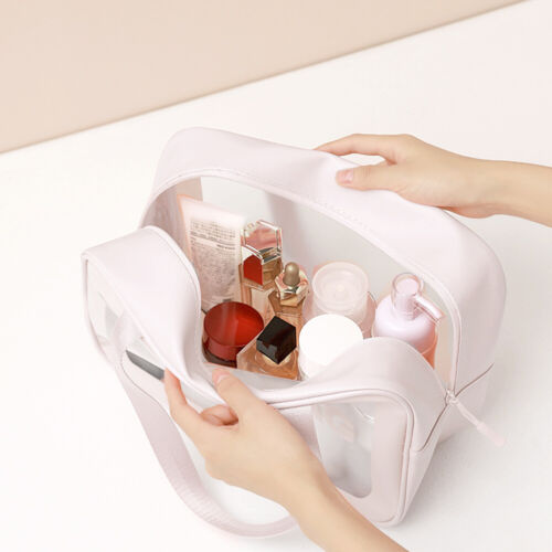 3pcs Clear PVC White Portable Makeup Case Toiletry Bag Stylish Indoor Outdoor - Afbeelding 1 van 10