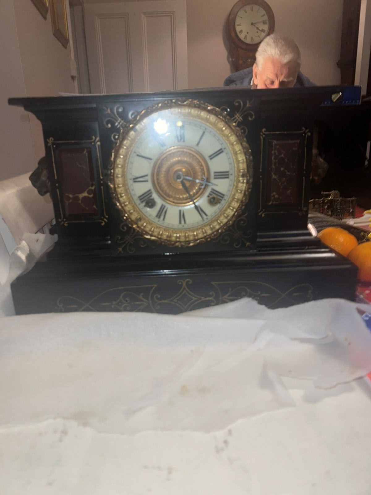 Antique Ansonia Cast Iron chiming mantle clock in working order eBay