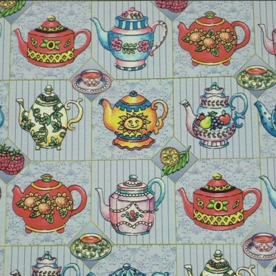 Vintage Kettle Tea Boilder Gift Wrap Wrapping Paper Lot of 3 Sheets Total 105''