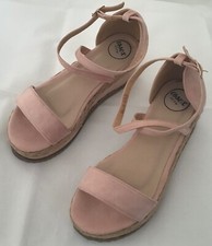 ESSEX GLAM WOMENS PINK FAUX SUEDE WEDGE HEEL ESPADRILLES SANDALS SHOES  UK 4