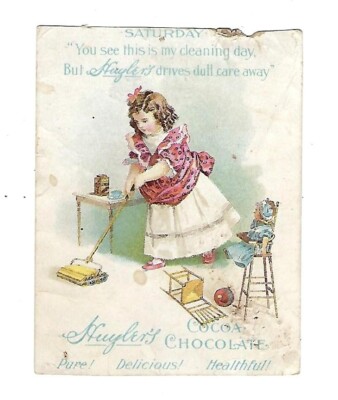 c1890's Trade Card Huyler's Coco Chocolate, Licorice Tablets