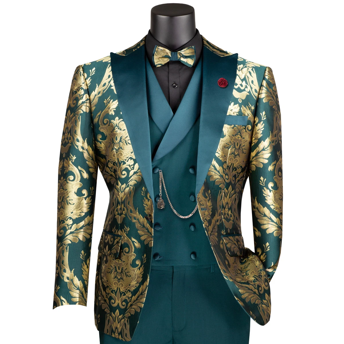 slim fit dress slacks Boy's Outlet Ivory and Gold Jacquard Tuxedo Suit + Bowtie Formal Wedding, Prom 2026, Gala Outfit Cream Off White Color 34 Short or Extra Small
