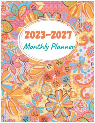 2023-2027-monthly-planner-5-year-calendar-organizer-journal-groovy-floral-book-ebay