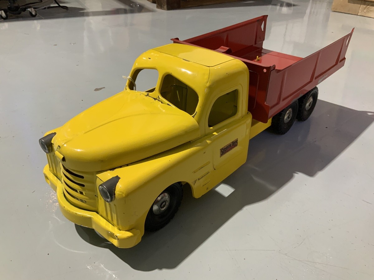 ミニカー STRUCTO MFG .CO Vintage Structo Toys White and Orange Pressed Steel Metal