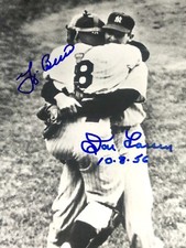 Yogi Berra & Don Larsen 1956 New York Yankees WS auto autograph baseball PHOTO !