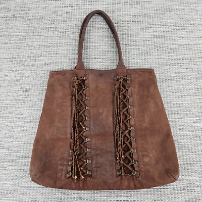 Vintage Berge Hand Tooled Genuine Leather Brown Shoulder Bag Handbag Purse Tote