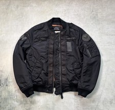 Schott NYC MA-1 Bomberjacke – Schwarze Fliegerjacke mit orangem Futter – M