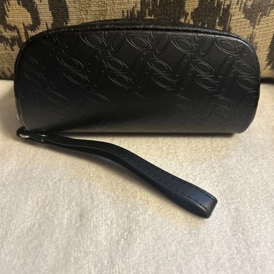Oakley Glass Eyewear Black Leather Carrying Case With Zipper And Lanyard
