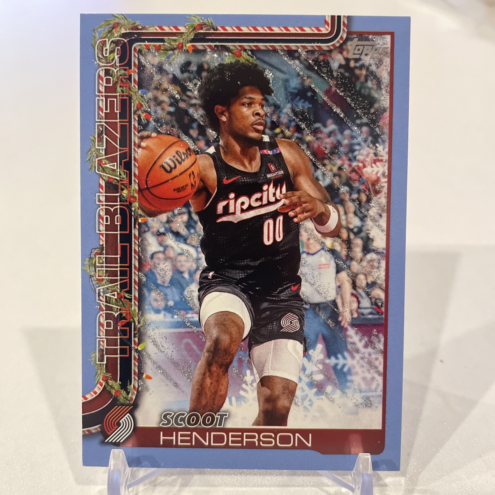 2025-26 Topps Holiday #H96 Scoot Henderson Light Blue & White Glitter Holiday 💎