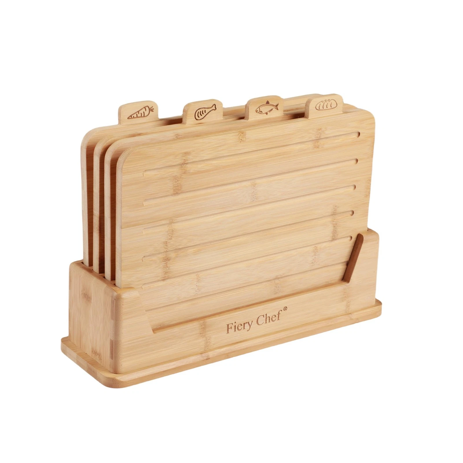 12.6"L x 9"W Cutting Board Set of 4 - Wood Cutting Board Set with Holder, Cho...