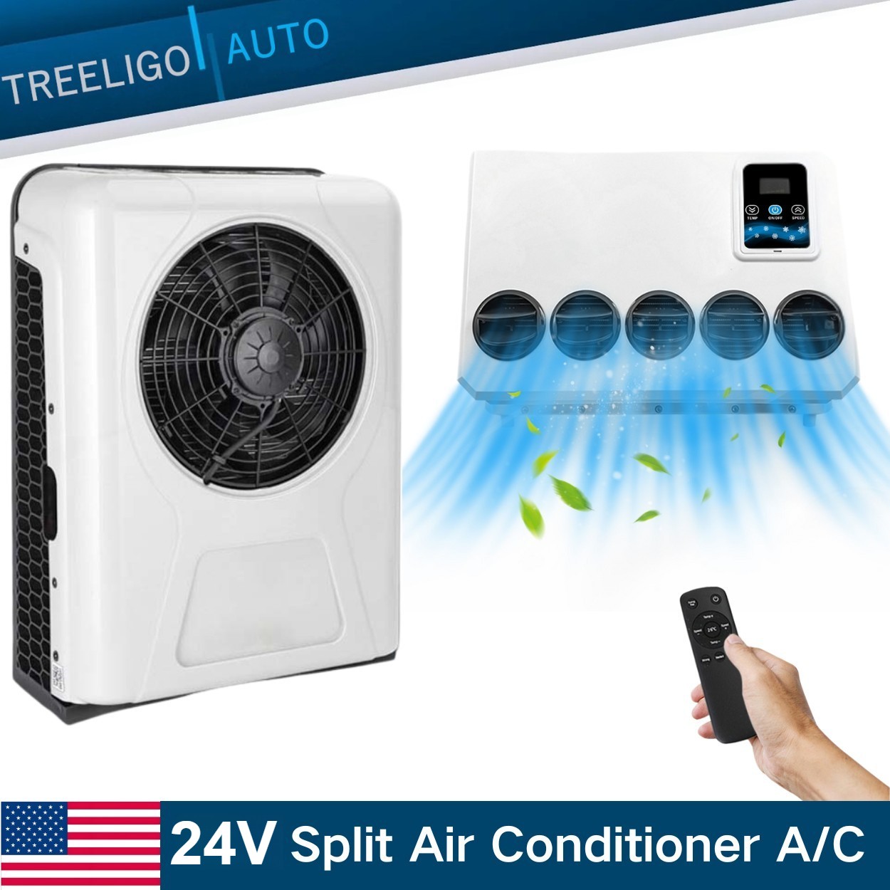 24V Truck Air Conditioner 12000 BTU Split RV AC Unit Kit Fit Bus Caravan Car Cab