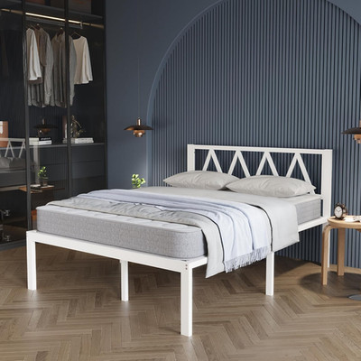 14'' Queen Metal Bed Frame with Headboard - No Box Spring Needed