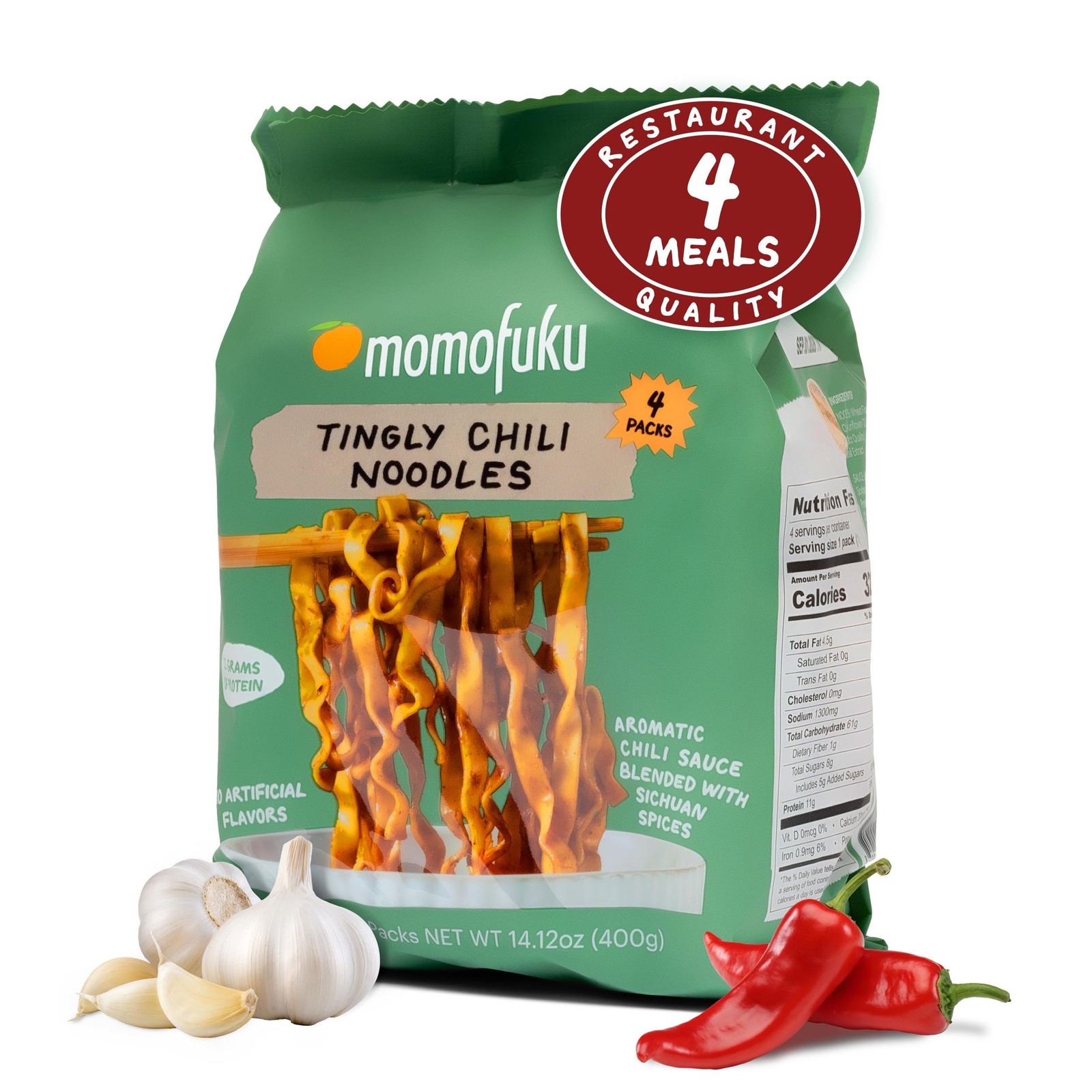 Momofuku Tingly Chili Ramen Noodles by David Chang, 4 3.53 Ounce (Pack of 4)