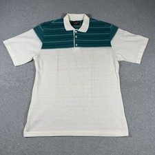Vintage Edwards of California Teal White Striped Polo Size XL Made In USA