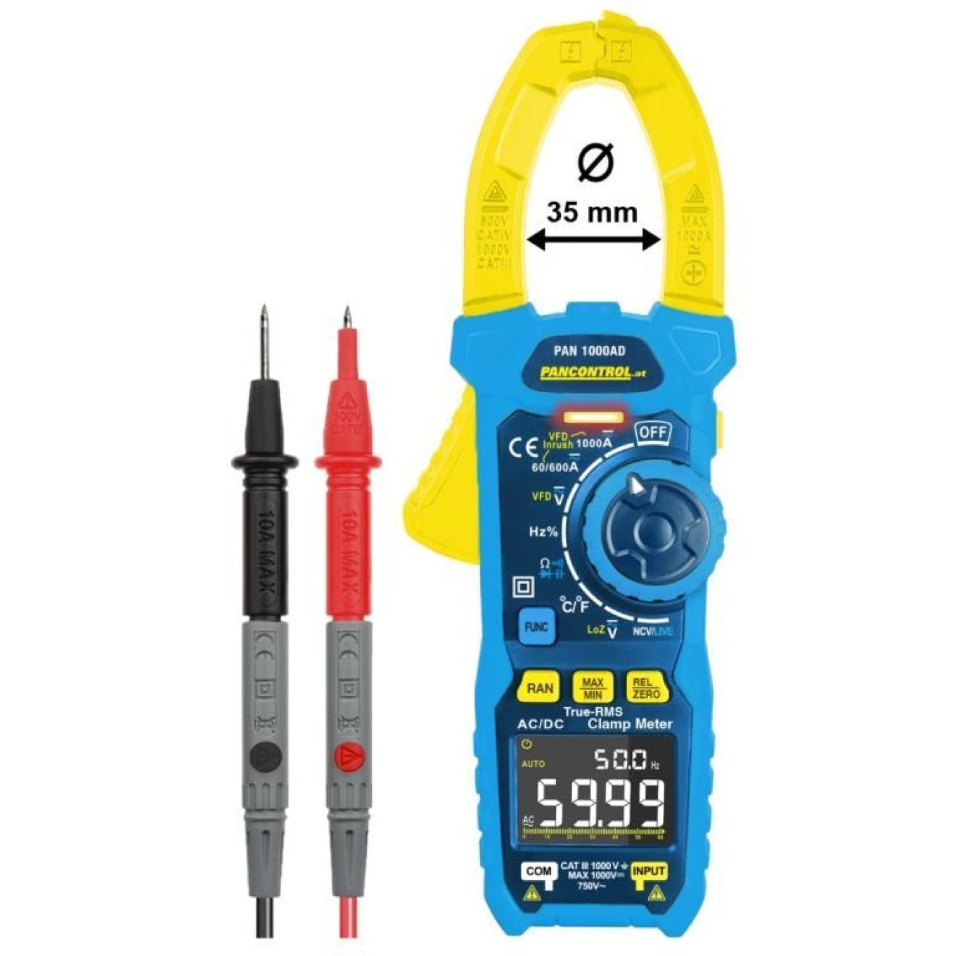 Pancontrol Mehrfarbig Multimeter, True-Rms Stromzange Pan 1000Ad, 1000 A (Cat Iii 1000V, Cat Iv 600V, Zangenstrommesser) - Bild 3