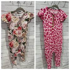 Lot Of 2 Rare Posh Peanut Cap Sleeve Jumpers Rompers Cassie Floral Leopard 12-18