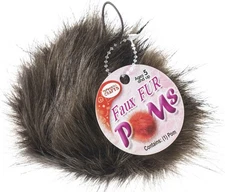 Pepperell Braiding Faux Fur Pom With Loop-Brown - 3 Pack