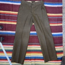 Vintage Wool Green Military 31x31 Button Fly Pants WWII Era Pristine Condition