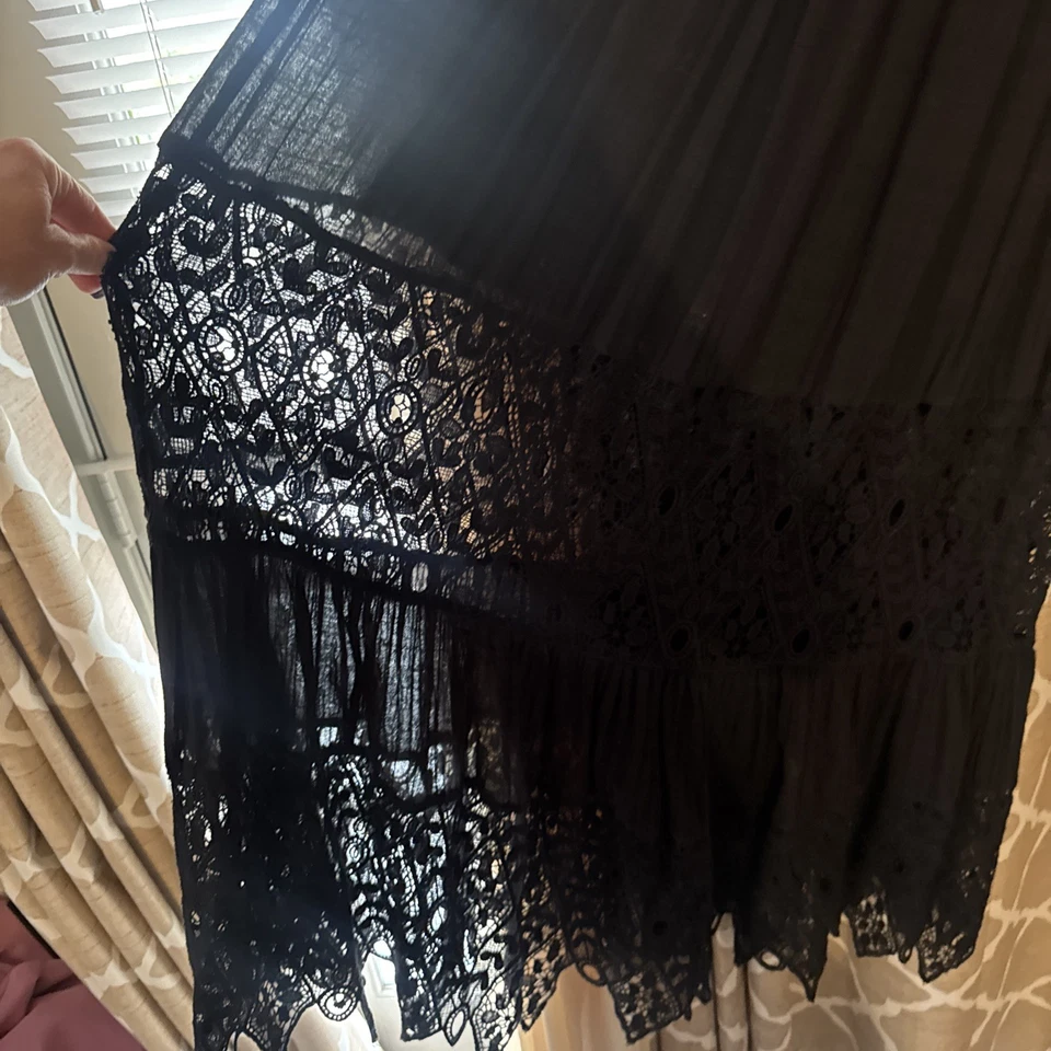 Free People Women's Maxi Dress Black Lace Detailed Maxi Dress Size 10 - Image 2 of 4