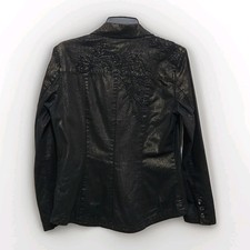 Blazer Coldwater Creek Taille 10 Noir Et Or - Manches Courtes Dentelle, Satin - Excellent état
