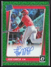 Jose Garcia 2021 Donruss Optic Green Mojo RC Auto /99 #RRS-JG Cincinnati Reds