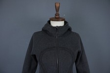 Lululemon Nice Asana Charcoal Grey Heathered Zip Thumbhole Hooded Jacket Size M