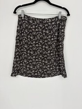 Vintage Old Navy 90s/00s Floral Mini Skirt Side button Closure Gray White Size 8