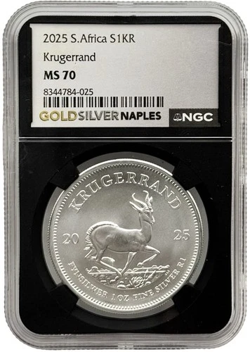 2025 South Africa 1 oz .999 Fine Silver Krugerrand NGC MS70