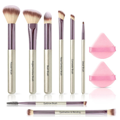 SOYOK Makeup Brush Set, Premium Synthetic Makeup Brushes with 2 Puffs, 8 Pcs Mak