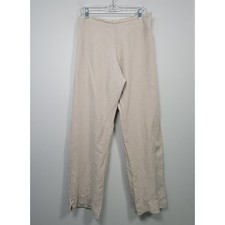 Bryn Walker Womens M 100 Linen Pants Pull On Tapered Relaxed Fit Beige USA