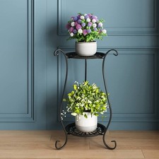 Tier Black & White Wrought Iron Plant Stand European Style Indoor Plant Stand