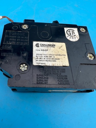Challenger HAGF20 20 Amp 1 Pole GFI Ground Fault Breaker GFCI 20A 1P Plug On - Picture 9 of 9