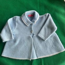 Vintage Robin Toddler Cardigan Baby Blue Made In Ireland 1T 12months