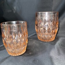 Vintage pair of Diamond Faceted 3 3/4 “ tumbler 