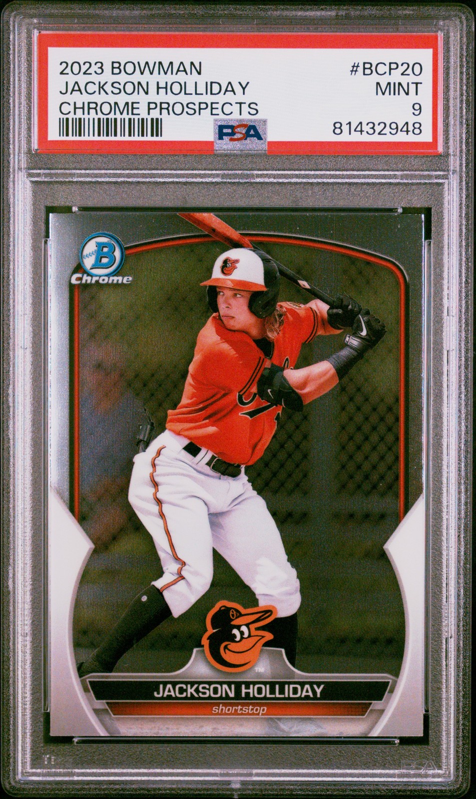 2023 BOWMAN CHROME PROSPECTS #BCP20 JACKSON HOLLIDAY PSA 9