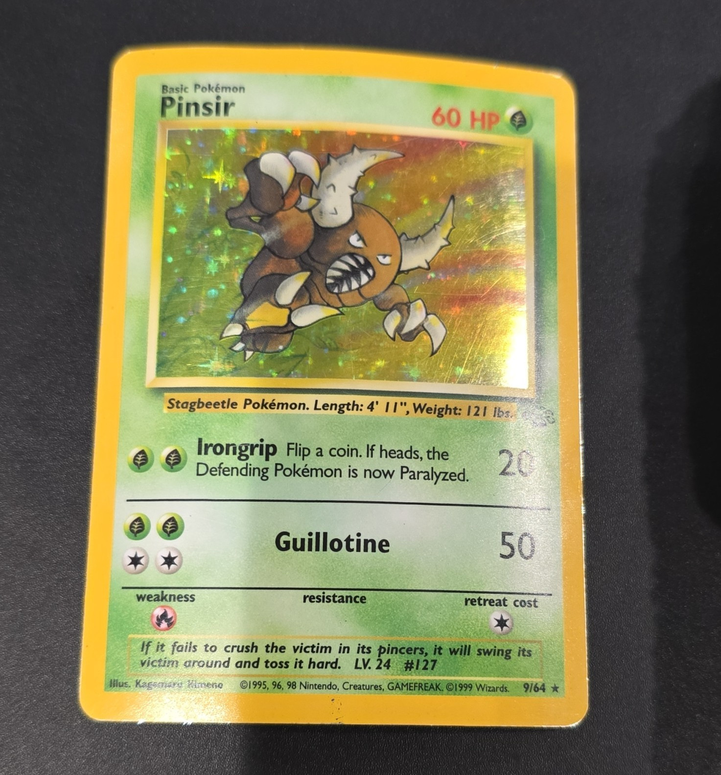 Pokémon Pinsir Jungle 9/64 Holo Rare Unlimited 60 HP English Wizards 1999