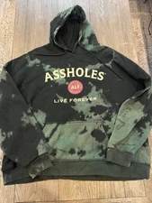 ASSHOLES*S LIVE FOREVER Pullover Hoodie Sweatshirt 2XL  Black Green