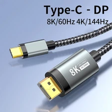 USB Type C Male to DP Display Port Male 8K 4K 2K Cable Lead Adapter 1m 1.5m 2m