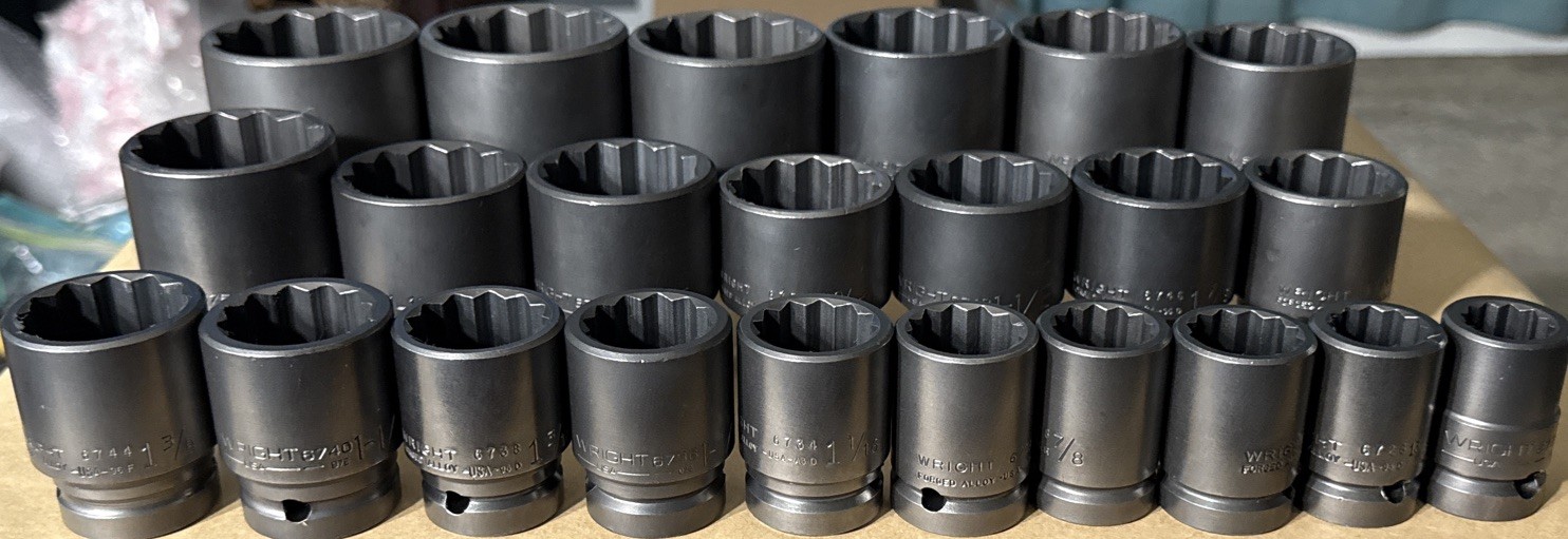 NOS WRIGHT TOOL 23pc SAE IMPACT SOCKET SET 3/4” Dr 12pt STD 3/4” - 2-3/16” USA