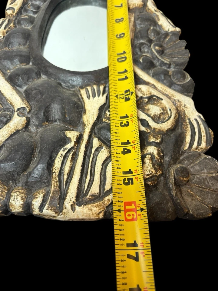 Esqueleto Calavera Decorativo Espejo Madera Halloween Gótico Espeluznante Colgante de Pared Foto 4 de 4