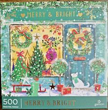 Galison Merry  Bright 500 Piece Foil Puzzle Christmas NEW